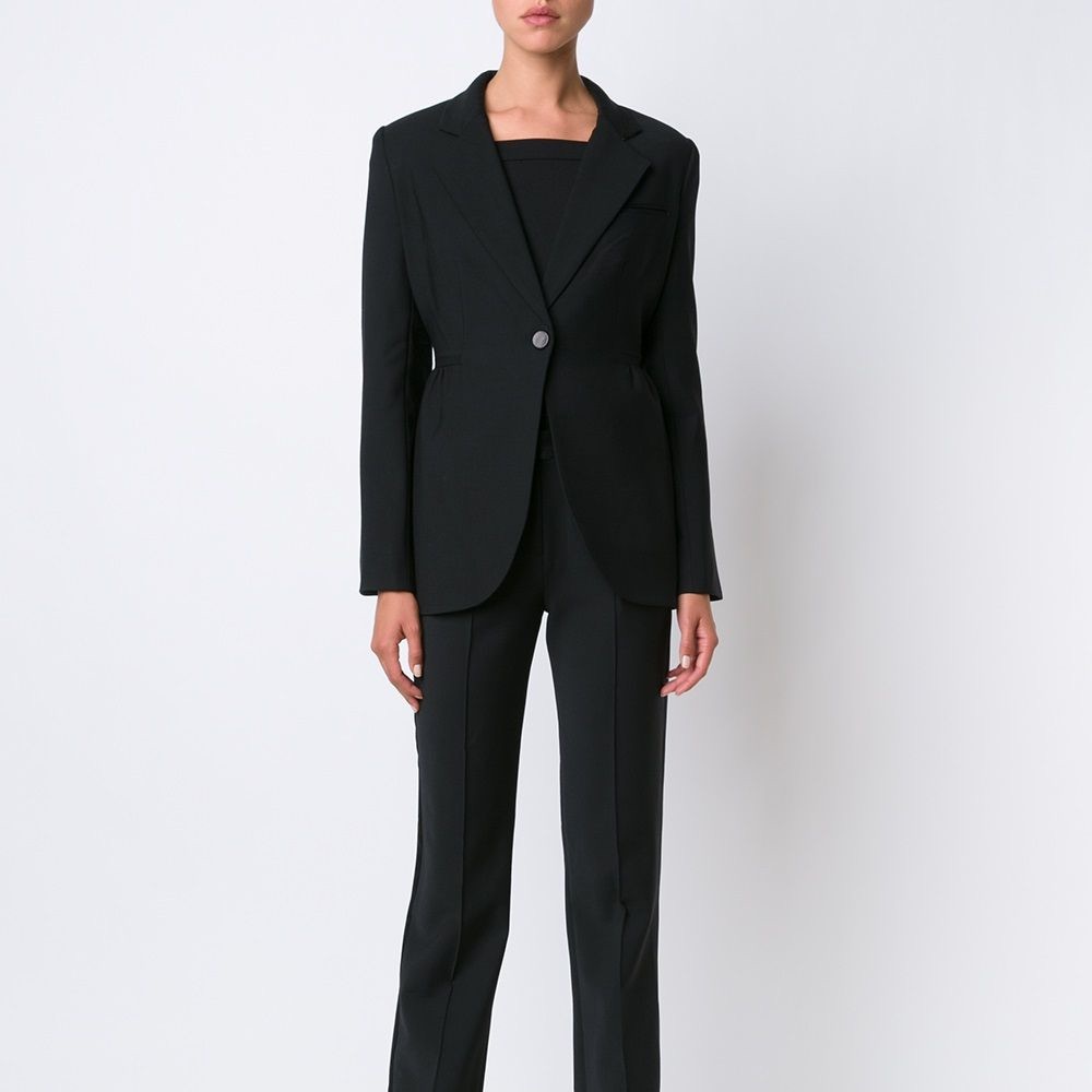 ADAM LIPPES Black Single Button Wool Jacket